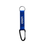 Custom made sleutelhanger van polyester band met karabijnhaak kleur ultramarijn blauw