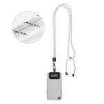Custom made verstelbare tweekleurige lanyard van RPET voor de mobiel kleur wit vijfde weergave