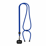 Custom made verstelbare tweekleurige lanyard van RPET voor de mobiel kleur koningsblauw weergave met bedrukking