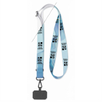 Custom made verstelbare RPET badgehouder lanyard voor sublimatie kleur wit weergave met bedrukking