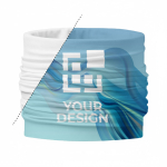 Multifunctionele nekwarmer van gerecycled polyester kleur wit weergave met bedrukking