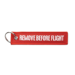 Geborduurd polyester label met sleutelhanger, personaliseerbaar kleur rood