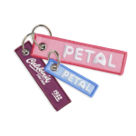 Geborduurd polyester label met sleutelhanger, personaliseerbaar kleur fuchsia achtste weergave