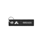 Sleutelhanger in labelvorm polyester, bedrukken met geborduurd logo kleur zwart
