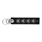 Geborduurde polyester sleutelhanger met dubbele ring, te bedrukken kleur zwart