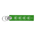 Geborduurde polyester sleutelhanger met dubbele ring, te bedrukken kleur groen
