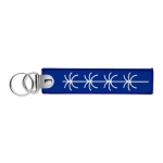 Geborduurde polyester sleutelhanger met dubbele ring, te bedrukken kleur koningsblauw