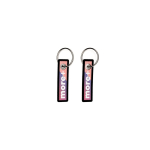 Polyester label met ring, sleutelhanger, met eigen ontwerp kleur zwart