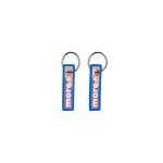 Polyester label met ring, sleutelhanger, met eigen ontwerp kleur blauw