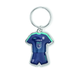 Sleutelhanger van metaal in sportuniformvorm, te bedrukken kleur wit