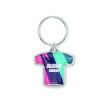 Sleutelhanger van metaal in sportshirtvorm, met eigen ontwerp kleur wit