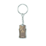Sleutelhanger van metaal in mouwloos sportshirtvorm, customizebaar kleur wit