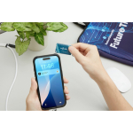 Rechthoekige PVC-sleutelhanger met NFC, te bedrukken kleur wit