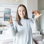Rechthoekige PVC-sleutelhanger met NFC, te bedrukken kleur wit