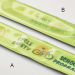 Reflecterende polsband zilver of geel, te bedrukken kleur neon geel