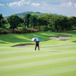 Windbestendige of golfparaplu Ø132, te voorzien van logo kleur wit