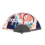 Plastic waaier met polyester doek, personaliseerbaar kleur zwart