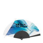 Plastic waaier met polyester doek, personaliseerbaar kleur zwart weergave met bedrukking