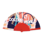 Plastic waaier met polyester doek, personaliseerbaar kleur rood