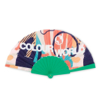 Plastic waaier met polyester doek, personaliseerbaar kleur groen