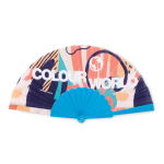 Plastic waaier met polyester doek, personaliseerbaar kleur koningsblauw