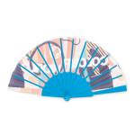 Plastic waaier met polyester doek, personaliseerbaar kleur koningsblauw derde weergave