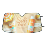 Autozonnescherm met 2 transparante zuignappen, te voorzien van logo kleur wit