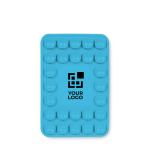Op maat gemaakte zelfklevende hoes voor telefoon met 26 zuignappen kleur cyaan blauw weergave met bedrukking