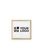 Op maat gemaakte vierkante ijzeren pin om te personaliseren kleur goud weergave met bedrukking