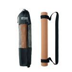 Op maat gemaakte yogamat van kurk en rubber kleur wit weergave met bedrukking