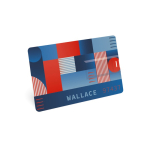 USB-kaart van kunststof in de vorm van een creditcard kleur wit afbeelding met logo