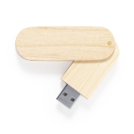 Houten USB-stick in draaibaar formaat met beschermhoes kleur hout vierde weergave