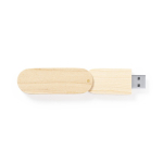 Houten USB-stick in draaibaar formaat met beschermhoes kleur hout eerste weergave
