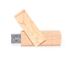 Lichte houten USB-stick met clip en dubbele Type-C aansluiting kleur hout derde weergave
