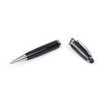 Metalen USB-pen met draaimechanisme en blauwe inkt kleur zwart  negende weergave