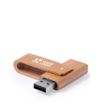 USB van bamboehout met beschermend draaimechanisme met jouw bedrukking