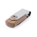 Bamboehouten USB met metalen draaiclip kleur donker bruin derde weergave