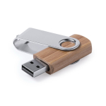 Bamboehouten USB met metalen draaiclip kleur donker bruin vierde weergave