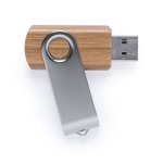 Bamboehouten USB met metalen draaiclip kleur donker bruin vijfde weergave