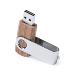Bamboehouten USB met metalen draaiclip kleur donker bruin eerste weergave