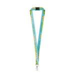 Polyester lanyard met veiligheidsluiting en karabijnhaak kleur wit eerste weergave