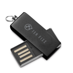 Mini aluminium USB met draaimechanisme kleur zwart afbeelding met logo 4