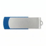 USB van kunststof met aluminium draaiclip kleur blauw