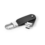 USB van PU met metalen karabijnhaakclip kleur zwart derde weergave