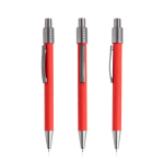 Aluminium balpen met rubberen afwerking, spinner en blauwe inkt kleur rood