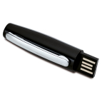 USB 2.0 pen van metaal met clip en zwarte inkt kleur zwart