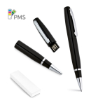 USB 2.0 pen van metaal met clip en zwarte inkt kleur zwart in doosje