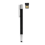 Aluminium USB-pen met touchpunt en zwarte inkt kleur zwart