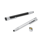 Aluminium USB-pen met touchpunt en zwarte inkt kleur zwart