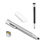Aluminium USB-pen met touchpunt en zwarte inkt kleur zwart in doosje